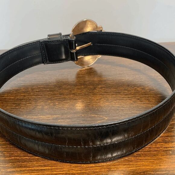 Accessory Lady Black and Gold Italian Leather Belt - Picture 4 of 5